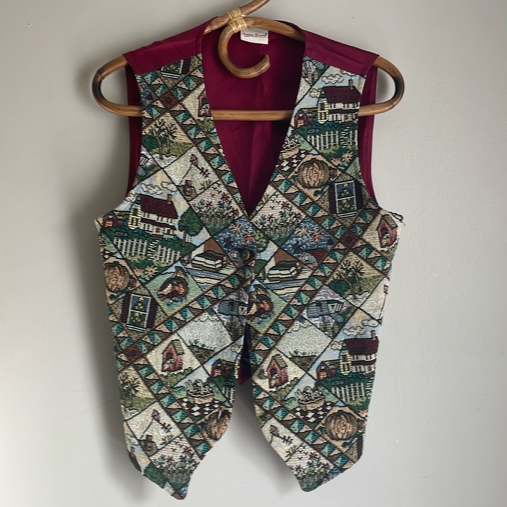 Vintage Bobbie Brooks tapestry vest (S)